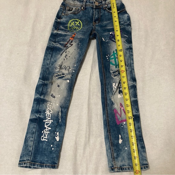 Switch Jeans Remarkable Sz 10 Kids Girls Blue Graffiti adjustable distressed - Picture 15 of 16
